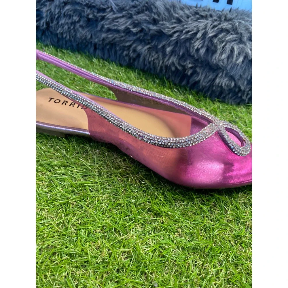 Torrid Pink Rhinestone‎ Slingback Pointed Toe Flats Women's Shoes